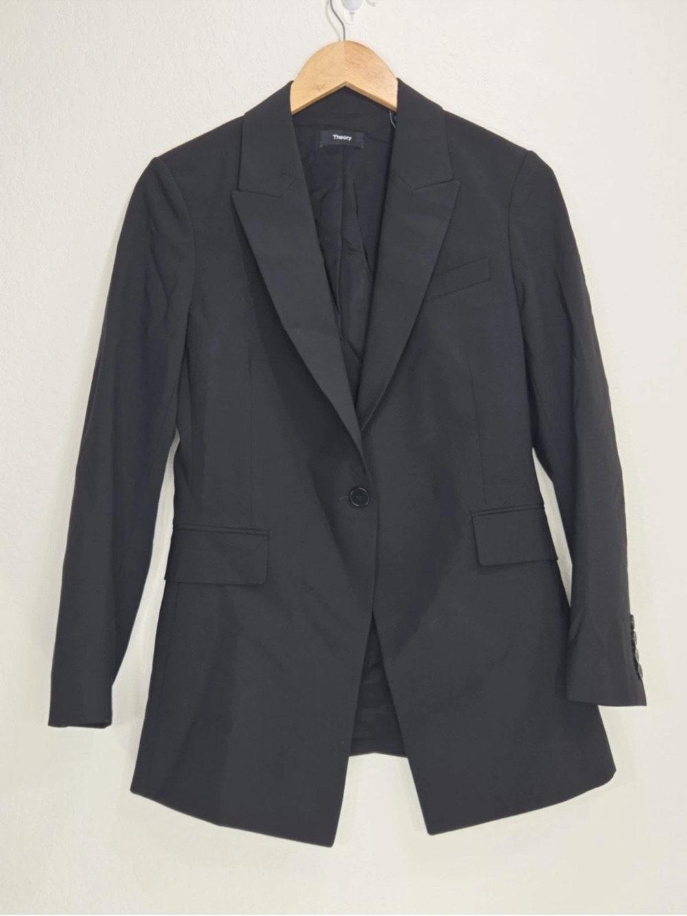 Theory Etiennette Good Wool Blazer Jacket Stretch Black $345 Size 4 Womens